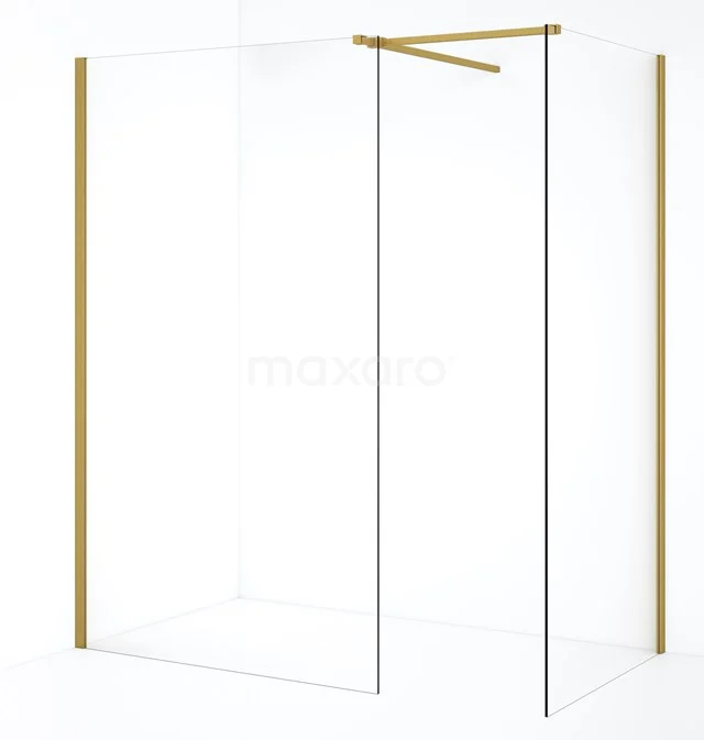 Diamond Inloopdouche | 120x90 cm Goud Helder glas 2 vaste wanden IDB0912510GG