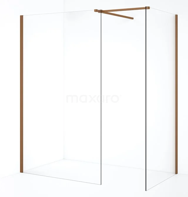 Diamond Inloopdouche | 110x100 cm Koper Helder glas 2 vaste wanden IDB1011510KP