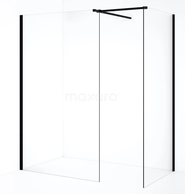 Diamond begehbare Dusche | 110x90 cm Matt Schwarz  2 feste Wände IDB0911510MB