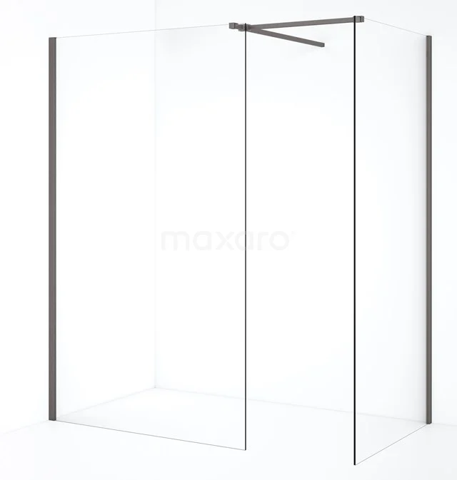 Diamond Inloopdouche | 110x100 cm Zwart metaal Helder glas 2 vaste wanden IDB1011510ZMN