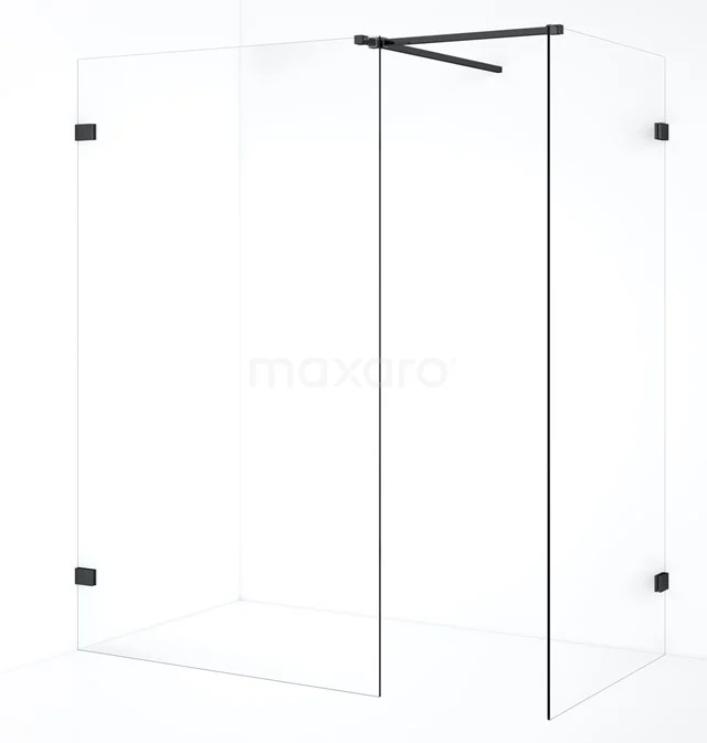 Diamond Inloopdouche | 110x100 cm Zwart chroom Helder glas 2 vaste wanden IDB1011520BC