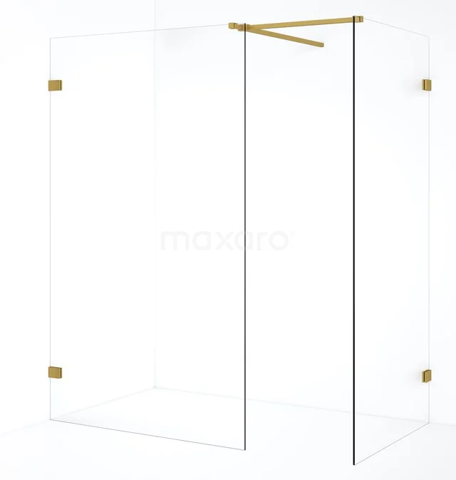 Diamond Inloopdouche | 110x100 cm Goud Helder glas 2 vaste wanden IDB1011520GG