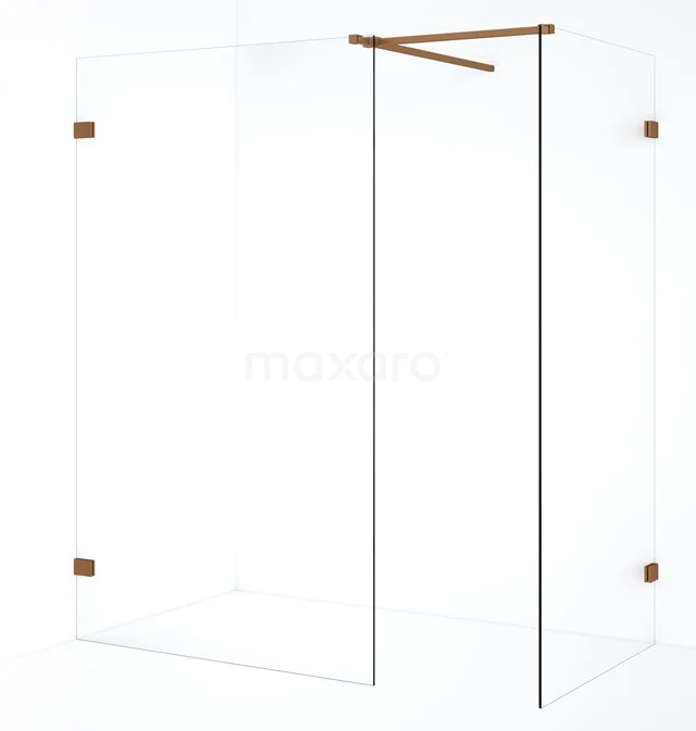 Diamond Inloopdouche | 110x100 cm Koper Helder glas 2 vaste wanden IDB1011520KP