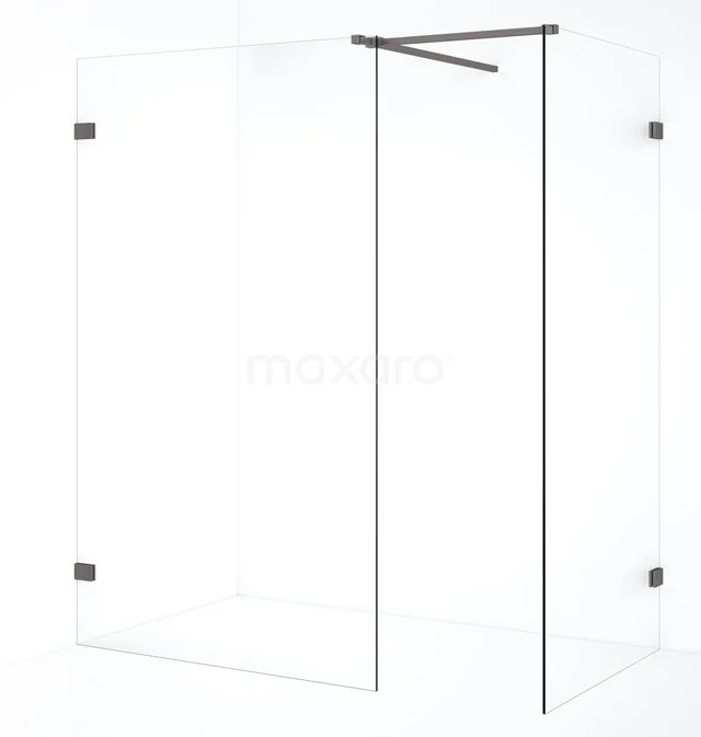 Diamond Inloopdouche | 110x90 cm Zwart metaal Helder glas 2 vaste wanden IDB0911520ZM