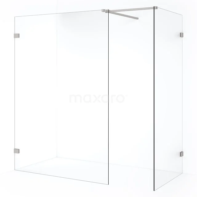 Diamond Inloopdouche | 130x100 cm Rvs Helder glas 2 vaste wanden IDB1013520BR