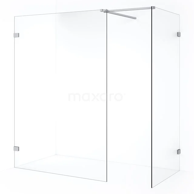 Diamond Inloopdouche | 130x100 cm Chroom Helder glas 2 vaste wanden IDB1013520C