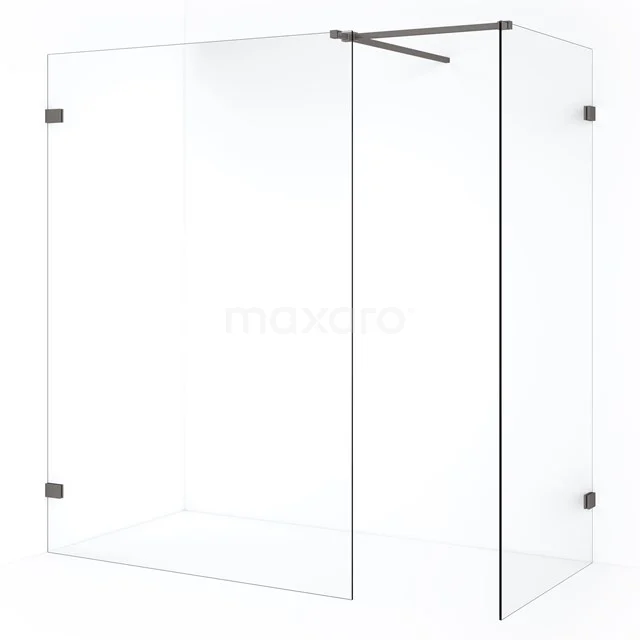 Diamond Inloopdouche | 130x100 cm Zwart metaal Helder glas 2 vaste wanden IDB1013520ZM