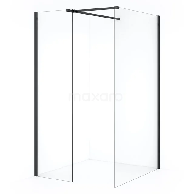 Diamond Inloopdouche | 110x50 cm Zwart chroom Helder glas 2 vaste wanden IDB1105510BC