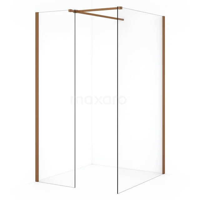 Diamond Inloopdouche | 110x50 cm Koper Helder glas 2 vaste wanden IDB1105510KP