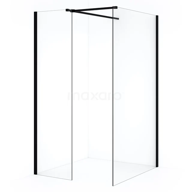 Diamond Inloopdouche | 110x50 cm Mat zwart Helder glas 2 vaste wanden IDB1105510MB