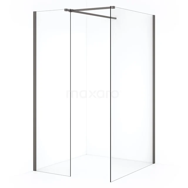 Diamond Inloopdouche | 110x50 cm Zwart metaal Helder glas 2 vaste wanden IDB1105510ZMN