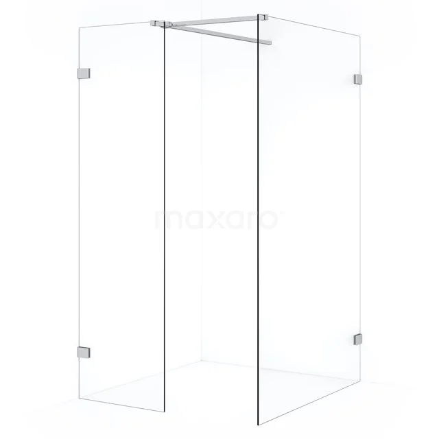 Diamond Walk-in shower | 120x50 cm Chrome Clear glass 2 fixed walls IDB1205520C