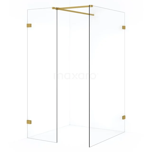 Diamond Inloopdouche | 110x50 cm Goud Helder glas 2 vaste wanden IDB1105520GG