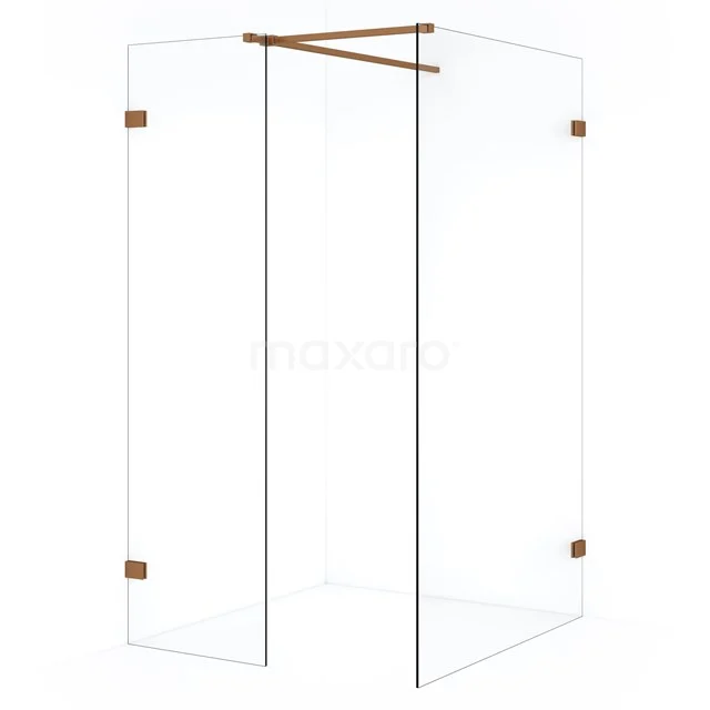 Diamond Inloopdouche | 110x50 cm Koper Helder glas 2 vaste wanden IDB1105520KP