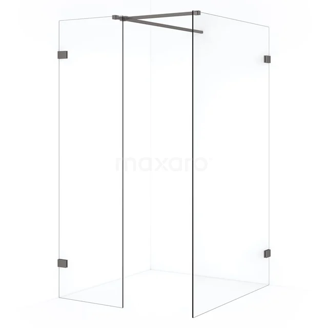 Diamond Inloopdouche | 110x50 cm Zwart metaal Helder glas 2 vaste wanden IDB1105520ZM