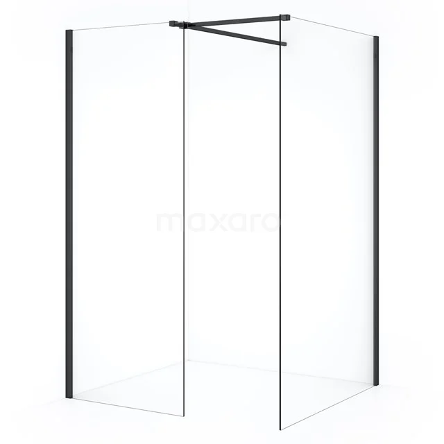 Diamond Walk-in shower | 120x80 cm Black chrome Clear glass 2 fixed walls IDB1208510BCN