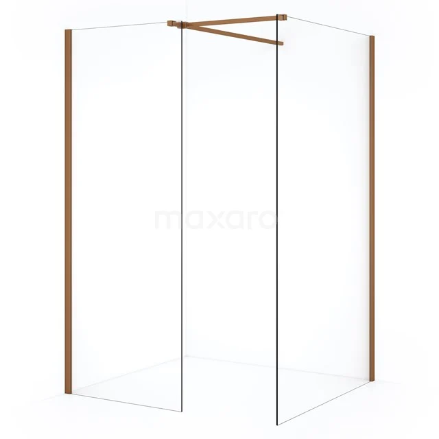 Diamond Inloopdouche | 110x70 cm Koper Helder glas 2 vaste wanden IDB1107510KP