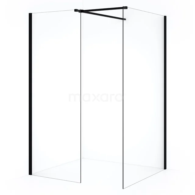 Diamond Inloopdouche | 110x70 cm Mat zwart Helder glas 2 vaste wanden IDB1107510MB