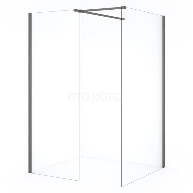 Diamond Inloopdouche | 110x70 cm Zwart metaal Helder glas 2 vaste wanden IDB1107510ZMN