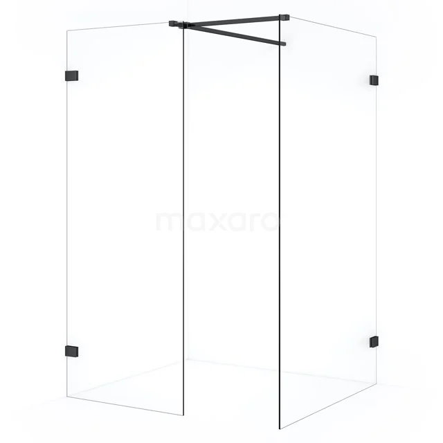 Diamond Inloopdouche | 110x70 cm Zwart chroom Helder glas 2 vaste wanden IDB1107520BC