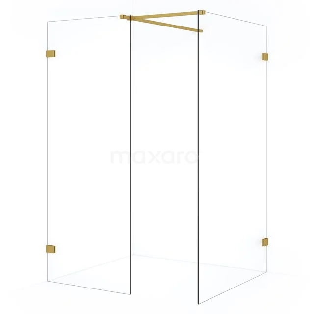 Diamond Inloopdouche | 110x70 cm Goud Helder glas 2 vaste wanden IDB1107520GG