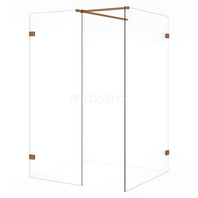 Diamond Inloopdouche | 110x70 cm Koper Helder glas 2 vaste wanden IDB1107520KP