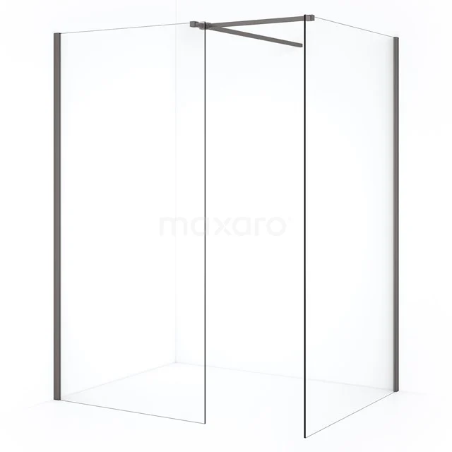 Diamond Inloopdouche | 110x100 cm Zwart metaal Helder glas 2 vaste wanden IDB1110510ZMN