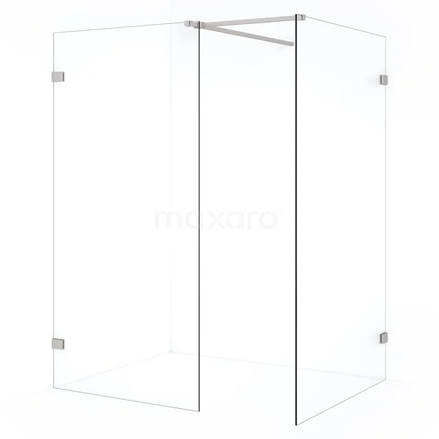 Diamond Inloopdouche | 110x100 cm Rvs Helder glas 2 vaste wanden IDB1110520BR