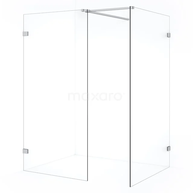 Diamond Inloopdouche | 110x100 cm Chroom Helder glas 2 vaste wanden IDB1110520C