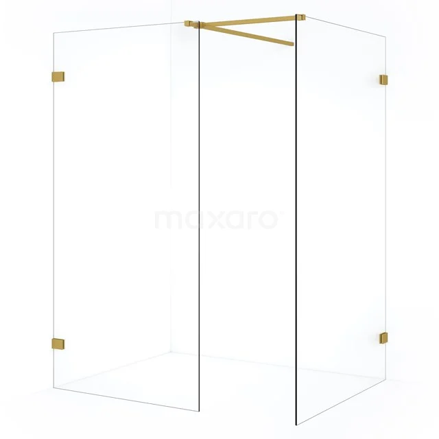 Diamond Inloopdouche | 110x100 cm Goud Helder glas 2 vaste wanden IDB1110520GG