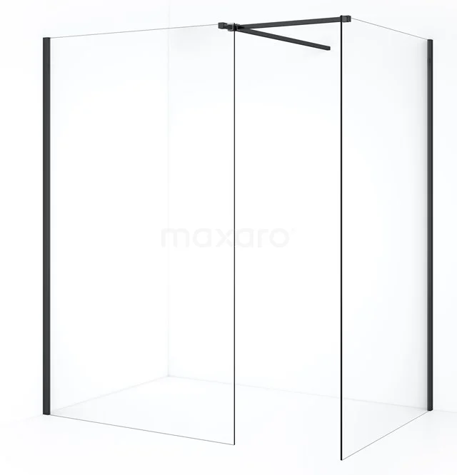 Diamond Inloopdouche | 110x110 cm Zwart chroom Helder glas 2 vaste wanden IDB1111510BC