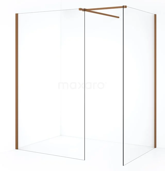 Diamond Inloopdouche | 110x110 cm Koper Helder glas 2 vaste wanden IDB1111510KP