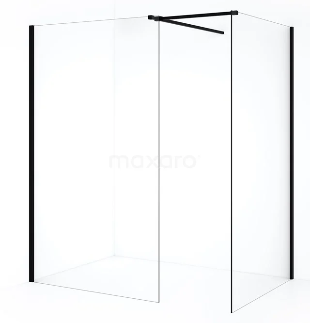 Diamond Inloopdouche | 110x110 cm Mat zwart Helder glas 2 vaste wanden IDB1111510MB