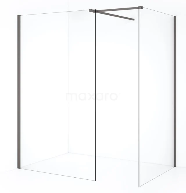 Diamond Inloopdouche | 110x110 cm Zwart metaal Helder glas 2 vaste wanden IDB1111510ZMN