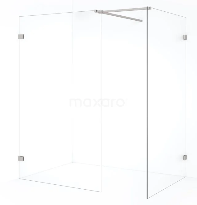 Diamond Inloopdouche | 110x110 cm Rvs Helder glas 2 vaste wanden IDB1111520BR