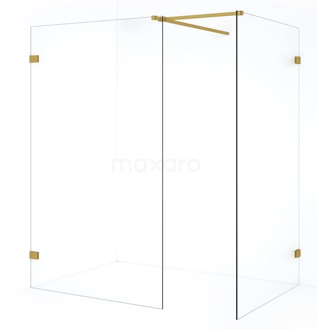 Diamond Inloopdouche | 110x110 cm Goud Helder glas 2 vaste wanden IDB1111520GG