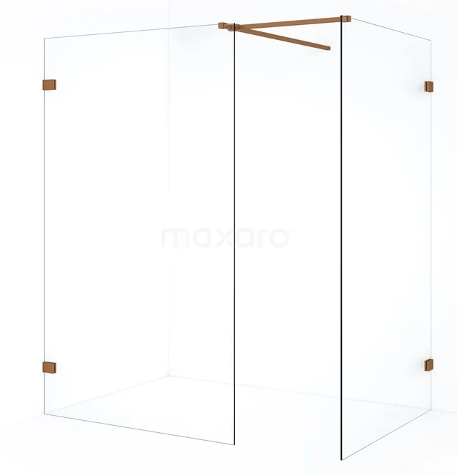 Diamond Inloopdouche | 110x110 cm Koper Helder glas 2 vaste wanden IDB1111520KP