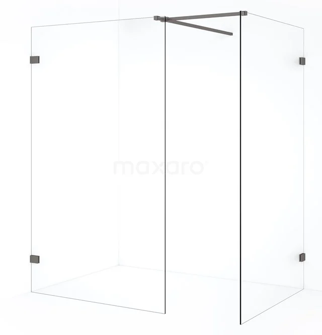 Diamond Inloopdouche | 110x110 cm Zwart metaal Helder glas 2 vaste wanden IDB1111520ZM