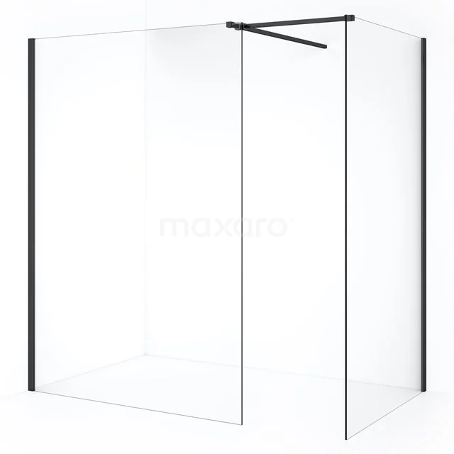 Diamond Walk-in shower | 140x120 cm Black chrome Clear glass 2 fixed walls IDB1214510BCN