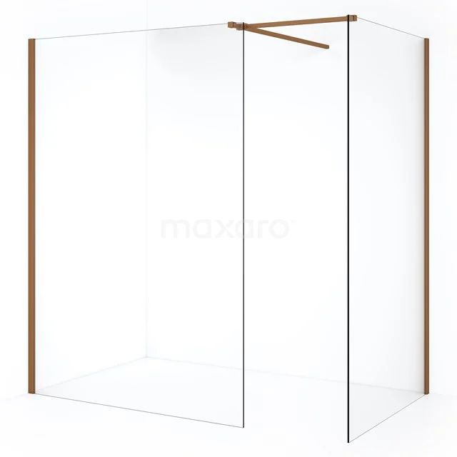 Diamond Walk-in shower | 130x120 cm Copper Clear glass 2 fixed walls IDB1213510KP