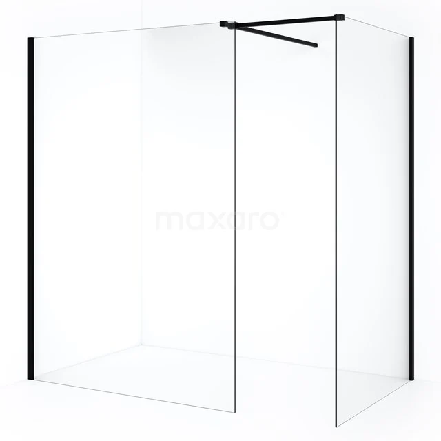 Diamond Inloopdouche | 130x110 cm Mat zwart Helder glas 2 vaste wanden IDB1113510MB