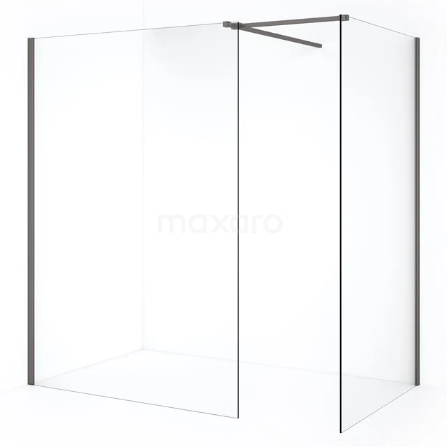 Diamond Inloopdouche | 130x110 cm Zwart metaal Helder glas 2 vaste wanden IDB1113510ZMN