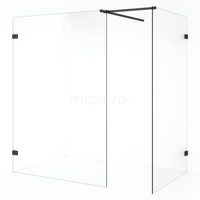 Diamond Inloopdouche | 130x110 cm Zwart chroom Helder glas 2 vaste wanden IDB1113520BC