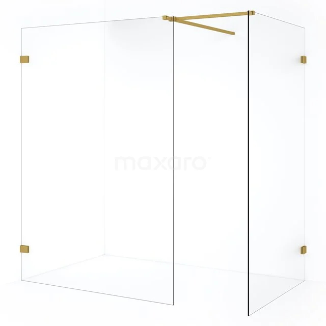 Diamond Inloopdouche | 130x110 cm Goud Helder glas 2 vaste wanden IDB1113520GG