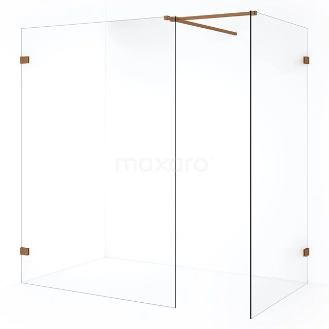 Diamond Inloopdouche | 130x110 cm Koper Helder glas 2 vaste wanden IDB1113520KP