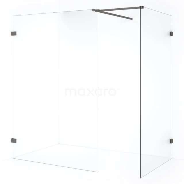 Diamond Walk-in shower | 140x120 cm Black metal Clear glass 2 fixed walls IDB1214520ZM