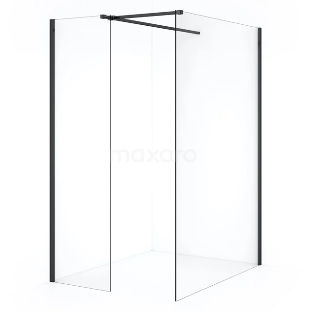 Diamond Inloopdouche | 130x50 cm Zwart chroom Helder glas 2 vaste wanden IDB1305510BC