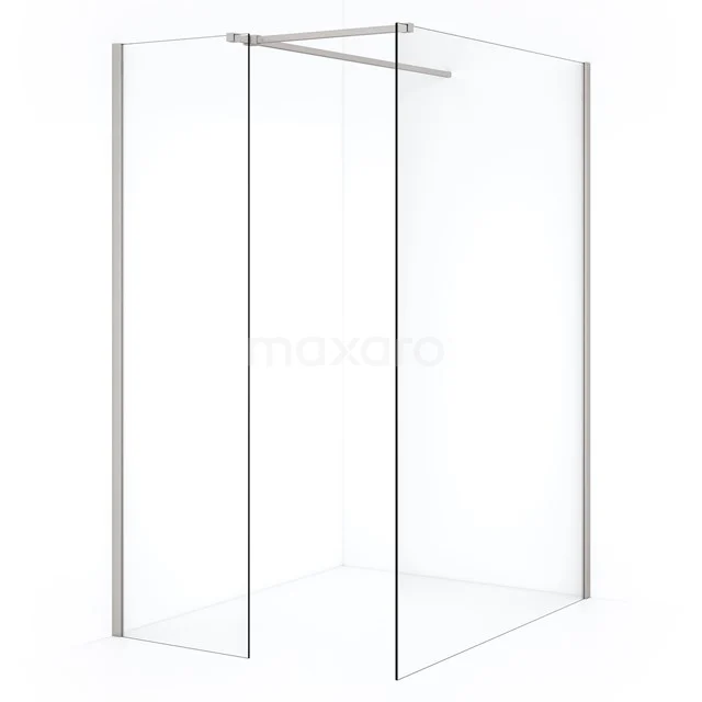 Diamond Inloopdouche | 130x50 cm Rvs Helder glas 2 vaste wanden IDB1305510BR