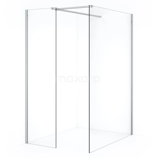 Diamond Walk-in shower | 130x50 cm Chrome Clear glass 2 fixed walls IDB1305510C