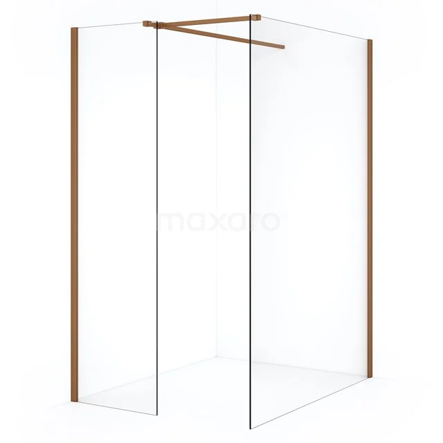 Diamond Inloopdouche | 130x50 cm Koper Helder glas 2 vaste wanden IDB1305510KP